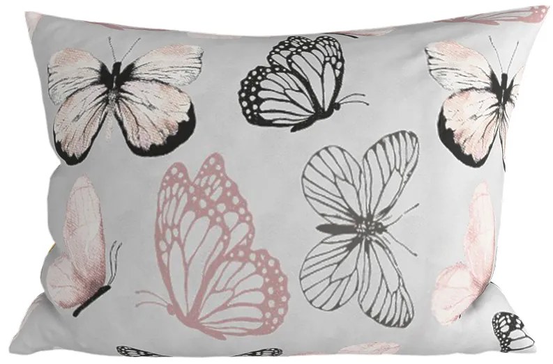 2 darabos dekoratív mikroszálas párnahuzat készlet MY BUTTERFLY 50x70 cm, világosszürke
