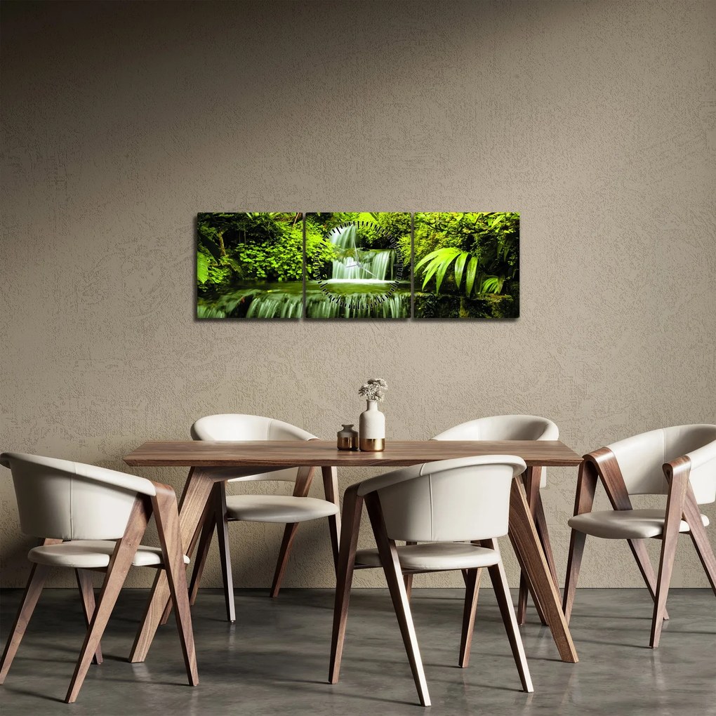 Kép - Indonéziai vízesések (órával) (90x30 cm)