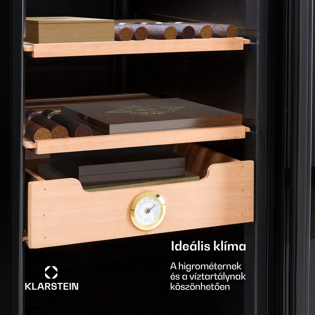 Klarstein El Presidente 48 szivarhumidor, 48 l, 3 polc, 1 rekesz, cédrusfa