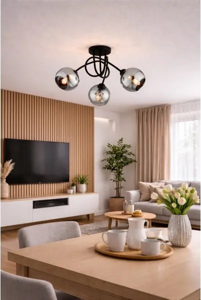 Brilagi - Felületre szerelhető csillár DIOR 3xE27/60W/230V fekete/füstszürke