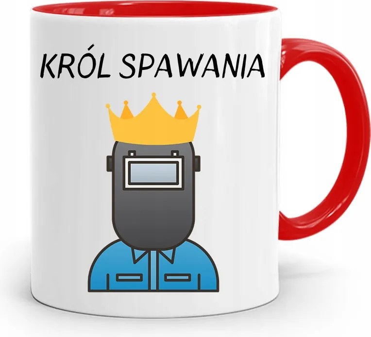 Piros Hegesztő Bögre Ajándék Hegesztőkirály nyomott mintával