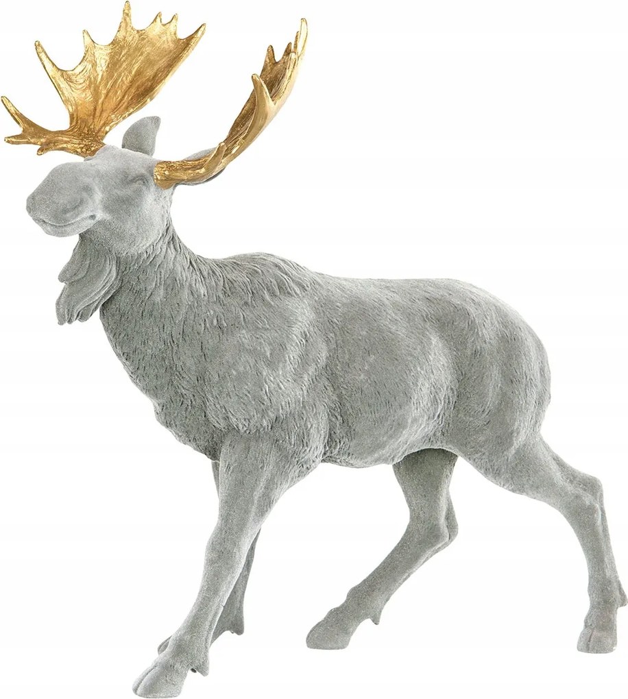 Jávorszarvas Figura Bársony Szürke színben nappaliba karácsonyi ajándék nagy 42cm