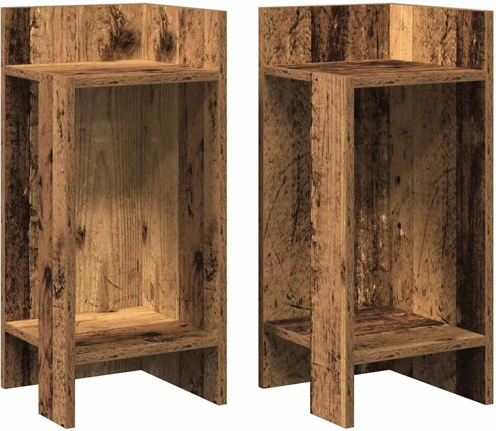 vidaXL 2 db antik fa színű kisasztal polccal 25,5 x 27 x 60 cm