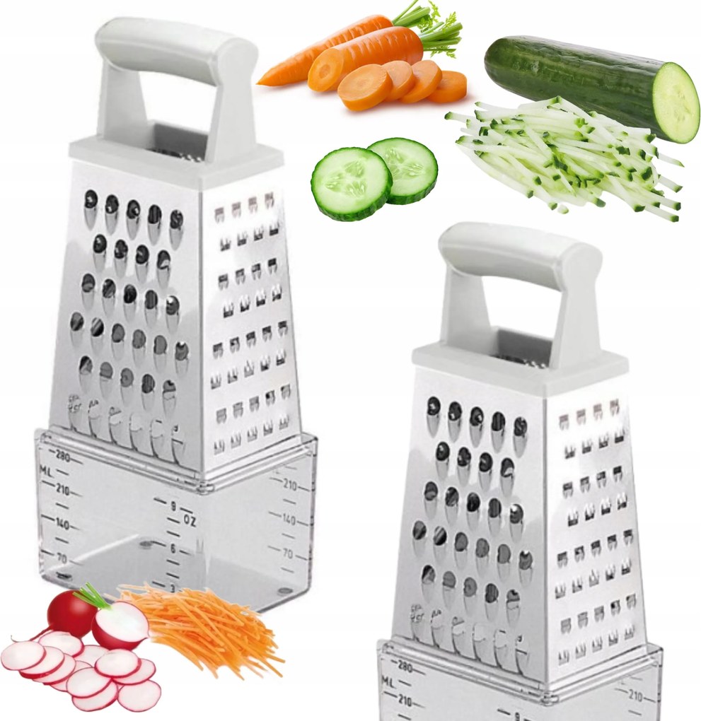 Négyoldalas Konyhai Reszelő Tescoma Solid Acél Mérőpohárral