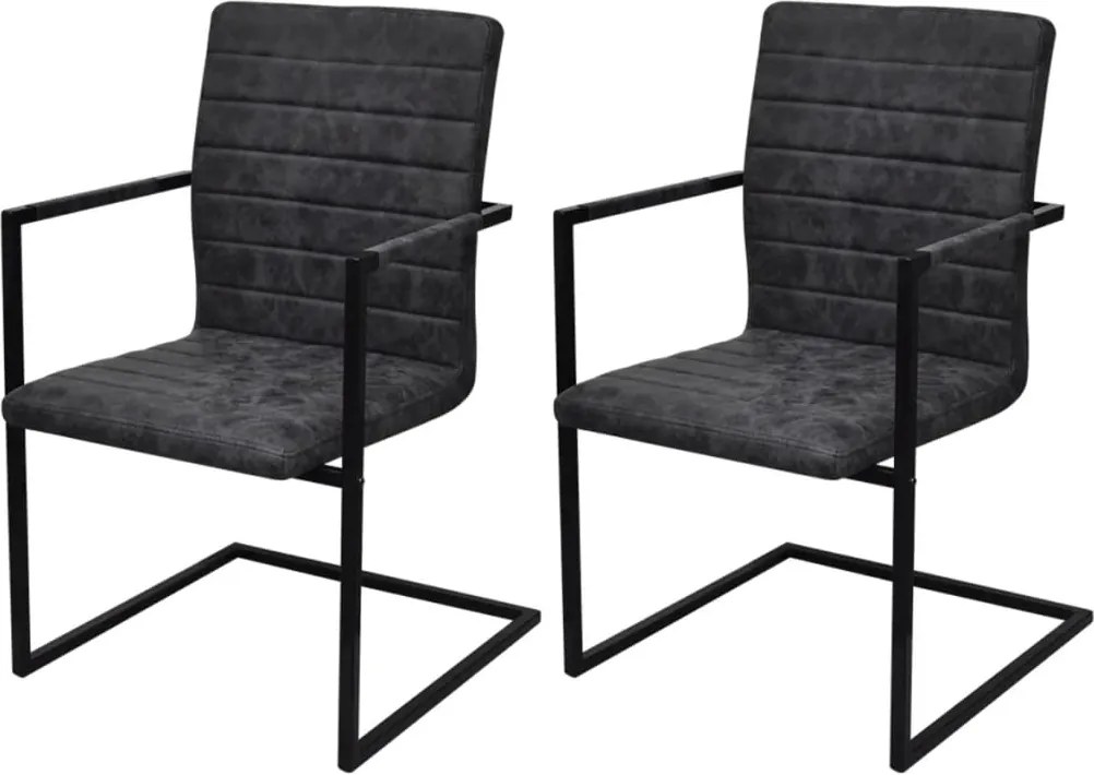 vidaXL 2 db fekete műbőr szánkótalpas étkezőszék