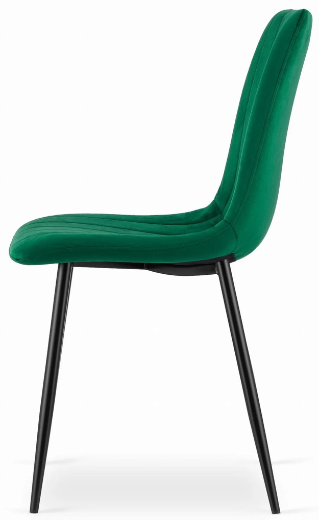 Zöld étkezőszék LAVA bársony fekete lábakkal