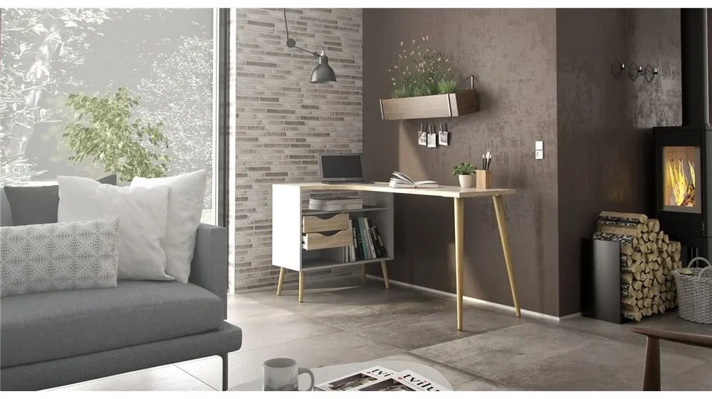 Íróasztal tölgyfa dekorral 145x81 cm Oslo - Tvilum