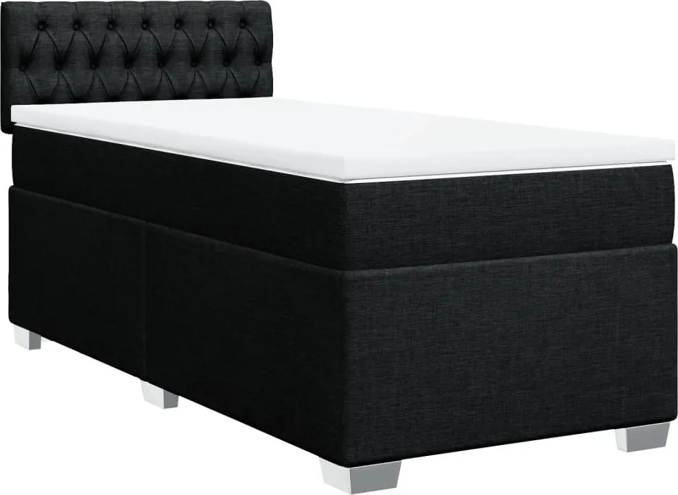 vidaXL fekete szövet rugós ágy matraccal 100 x 200 cm