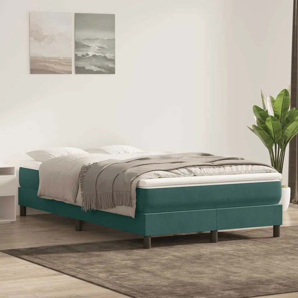 sötétzöld bársony rugós ágy matrac nélkül 120x210 cm