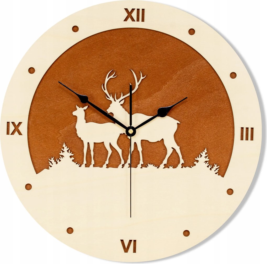 Rusztikus Falióra,szarvasok,skandináv Stílus