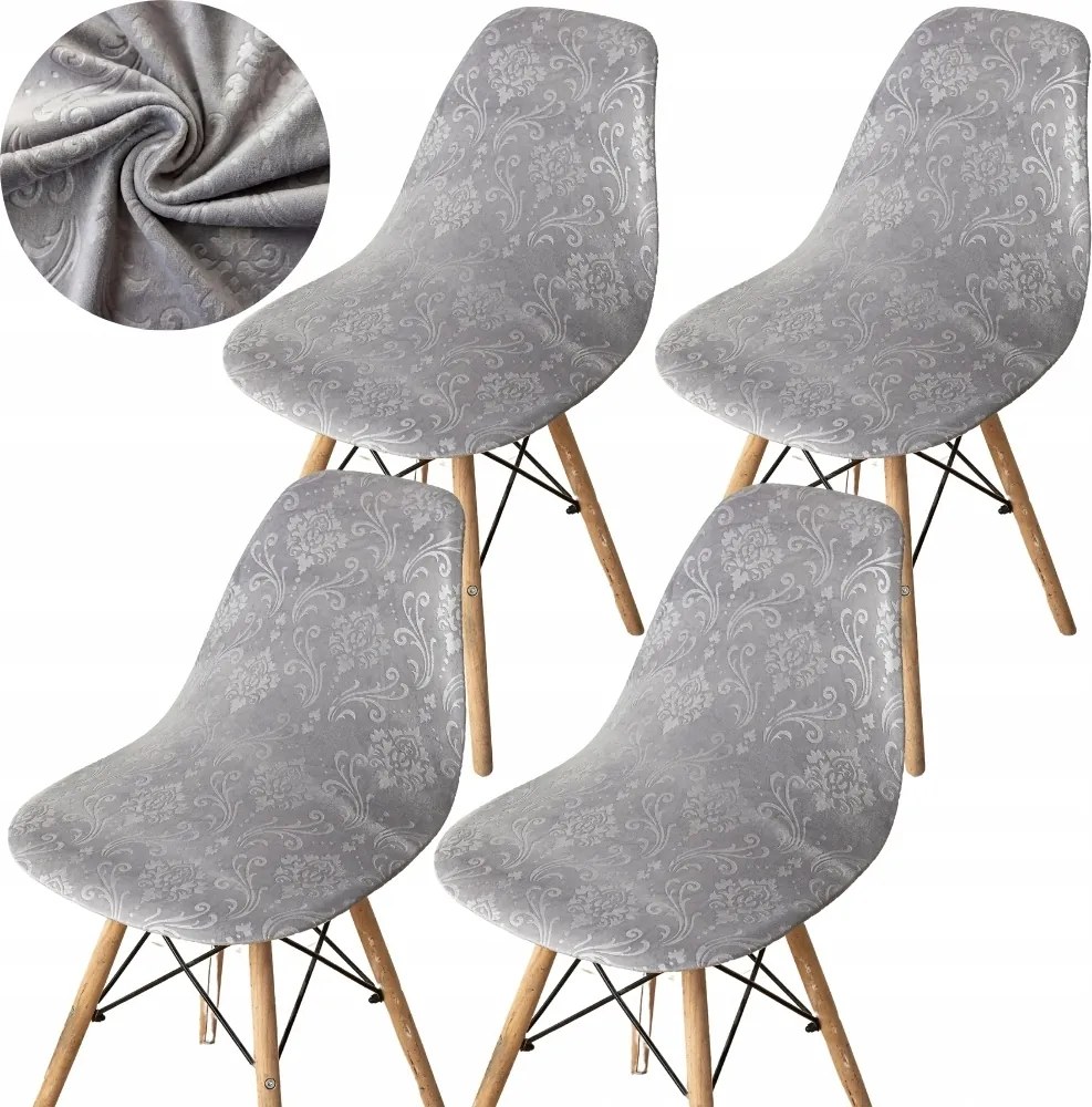 4DB-OS Székhuzat Szett Velúr Skandináv Székek Oeko Tex Szürke