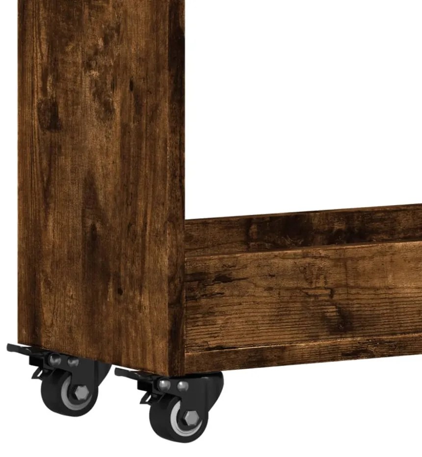 füstös tölgy színű szerelt fa szekrény kerekekkel 60x22x79 cm