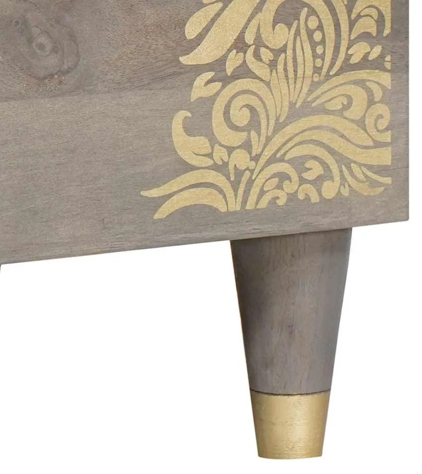 Széf polcokkal Szürke és Arany 80 x 33.5 x 75 cm Tömör mangófa