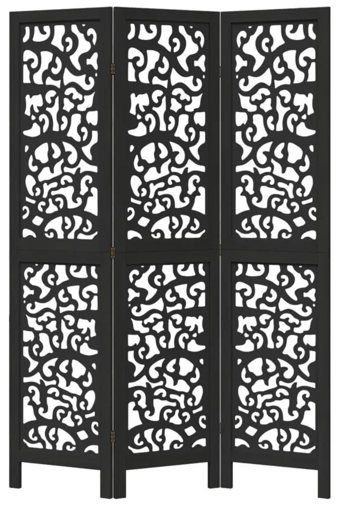 3 paneles fekete tömör császárfa térelválasztó