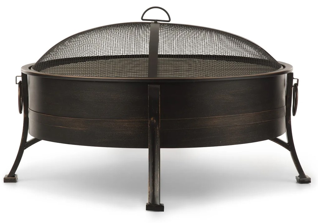 Catania, 2 az 1-ben tűzrakóhely, Ø 80cm szikrafogó, Ø 70cm grill, acél, antik hatás