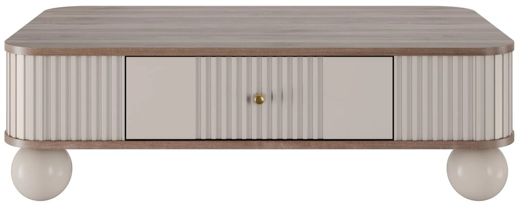 Vesper 103x60 cm-es kasmír / diófa / arany fogantyúk fiókkal / gömb alakú lábak