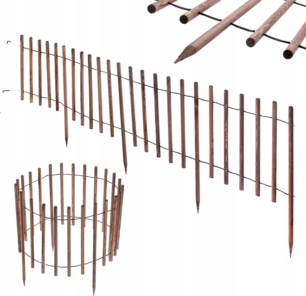 Kerti Rózsafa Szegély 230 cm Fa Gyepkerítés Beszúrható Barna