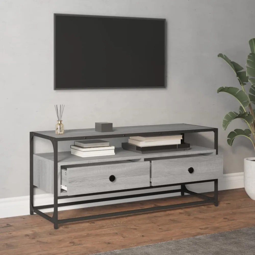 szürke sonoma színű szerelt fa TV-szekrény 100 x 35 x 45 cm