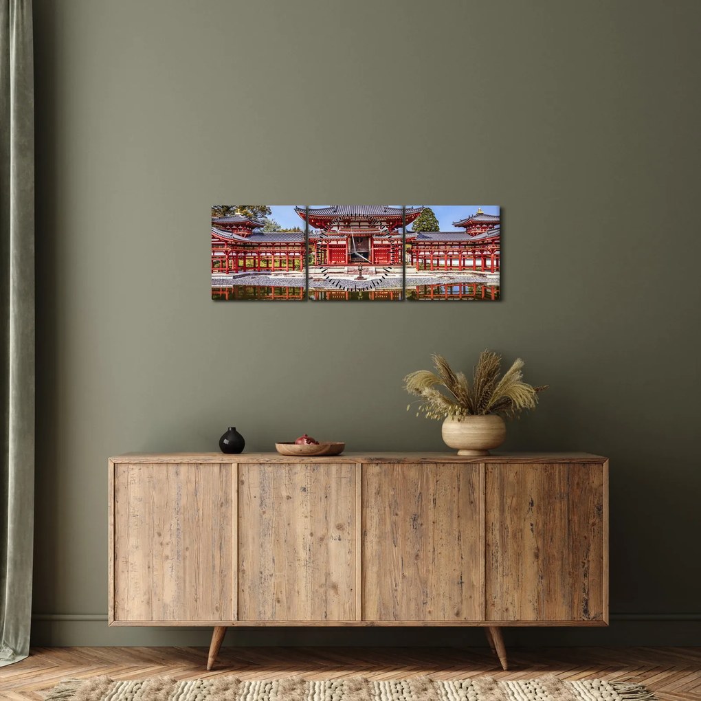 Kép - Buddhista templom (órával) (90x30 cm)