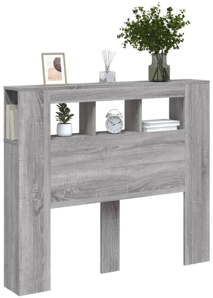 szürke sonoma szerelt fa LED-es fejtámla 120 x 18,5 x 103,5 cm
