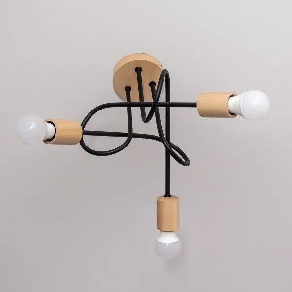 OXFORD felületre szerelt mennyezeti csillár 3xE27/15W/230V fenyő/fekete