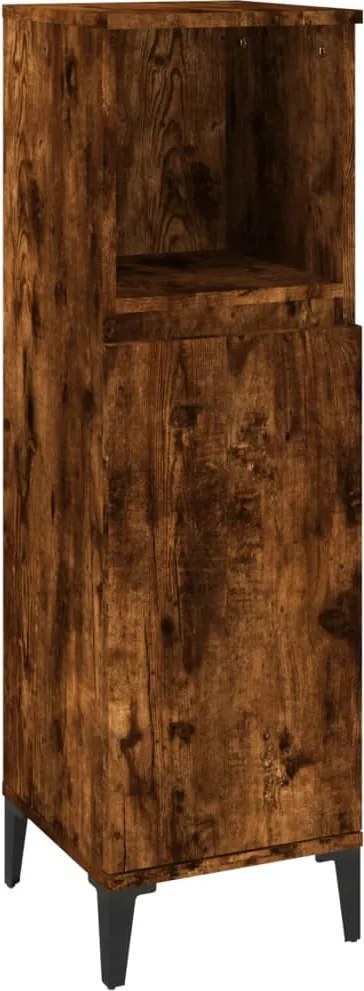 vidaXL füstös tölgy színű szerelt fa fürdőszobaszekrény 30x30x100 cm