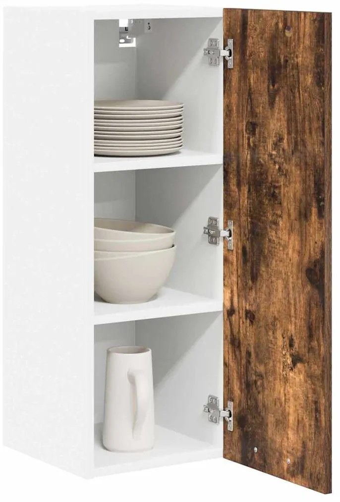 Függő szekrény Riga Füstölt tölgy és fehér 30 x 31 x 80 cm