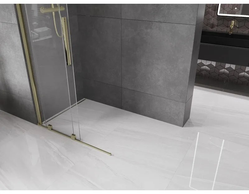 Mexen Velar, tolóajtó a nyílásba Walk-In 110 cm, 8 mm átlátszó üveg, arany fényes, 871-110-000-03-50