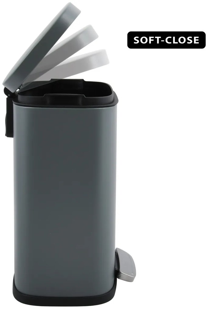 Spirella Soft-close Akira pedálos hulladékgyűjtő 12 l, matt szürke, 12 l