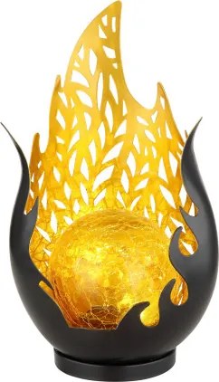 Globo 36534 Solar lámpa, könnyűfém fekete matt, fém arany üveg borostyán, nyomáskapcsoló, akkumlátorral: 2/3 AAA 300mAh 1,2V, IP44, HxSzxM: 165x125x265mm, tartozék: LED 0,06W 3,2V, 3000K