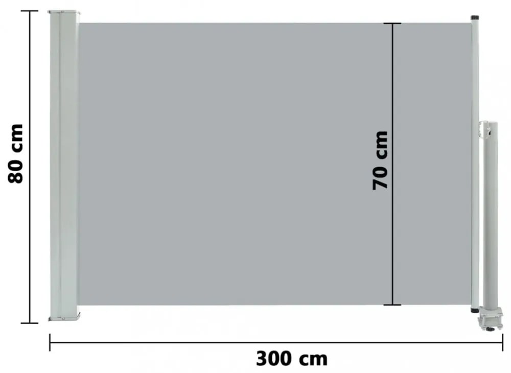szürke kihúzható oldalsó terasz napellenző 80 x 300 cm