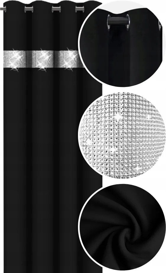 Sima függöny cirkóniákkal 145x220 klasszikus függöny nappaliba karikákkal