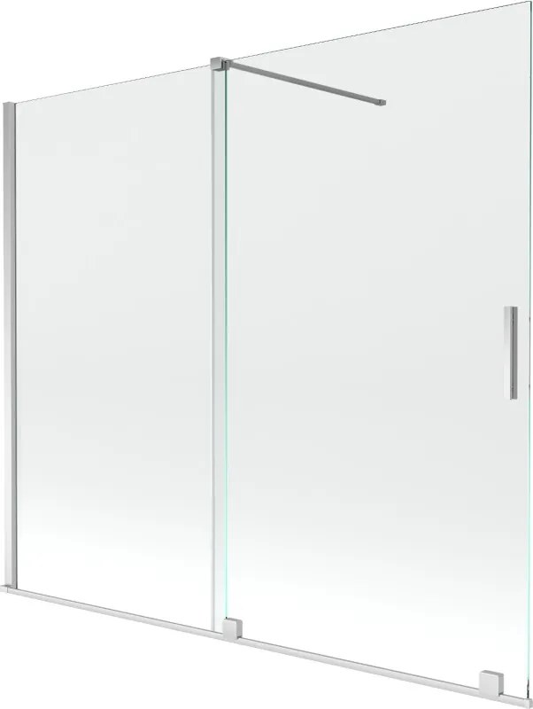 Mexen Velar 2-szárnyú tolható kádparaván 180 x 150 cm, átlátszó, króm - 896-180-000-01-01