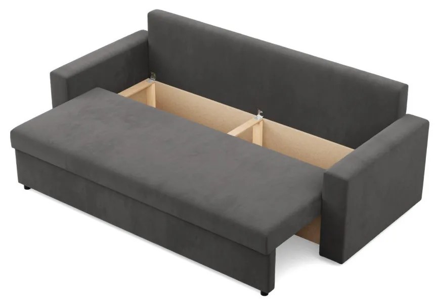 Zeus kanapéágy, szövet anyag, hab töltet, egyenes kartámasz, szürke