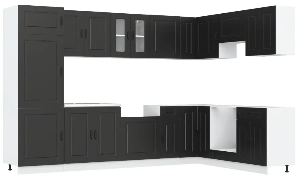 Konyhaszekrény Kalmar 2 pcs Fekete 80 x 46 x 81.5 cm Faanyag