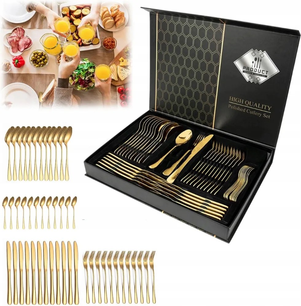 Evőeszköz Szett Bőrönd Szett Rozsdamentes Acél 48EL 12 Személyes