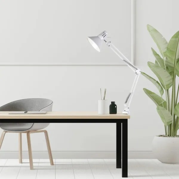 Csíptetős asztali lámpa WORKER 1xE27/10W/230V fehér