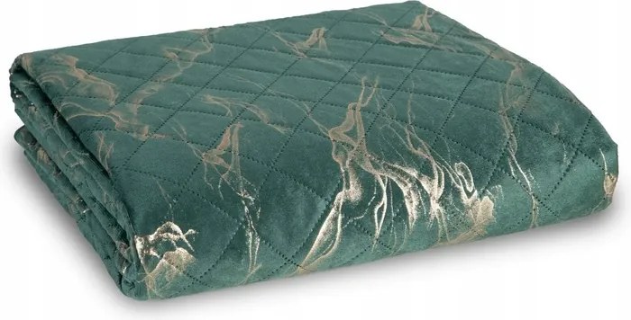 Ágytakaró 170x210 Kapa Luiz 6 c. zöld+arany Eurofirany bársony pikk-pakk