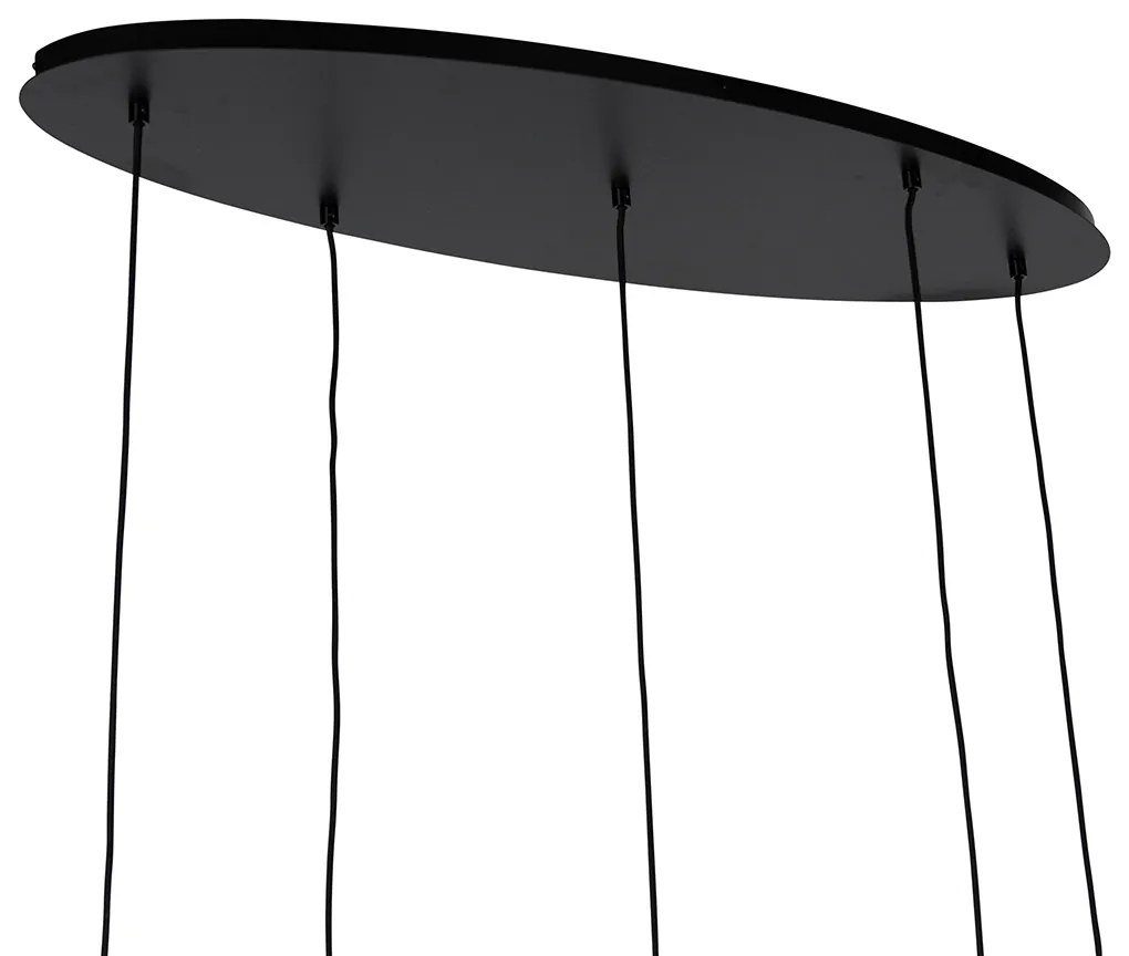 Függőlámpa fekete arannyal és füstüveggel ovális 5-lámpás - Zuzanna