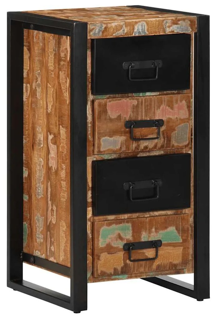 többszínű tömör újrahasznosított fa fiókos szekrény 40x40x75 cm
