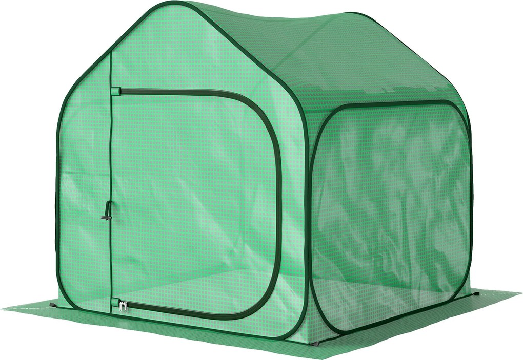 Outsunny Pop-up Mini Üvegház, Kis Kert Üvegház Zöldségekhez, Növényekhez, Virágokhoz, Cippzáros Ajtóval, PE Téli Tető, Beltéri és Kültéri Használatra,