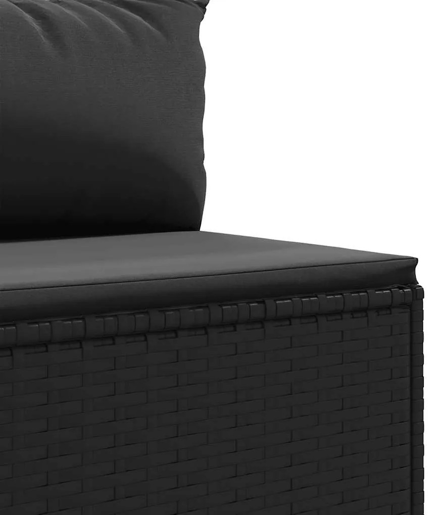 7 részes fekete polyrattan kerti ülőgarnitúra párnákkal