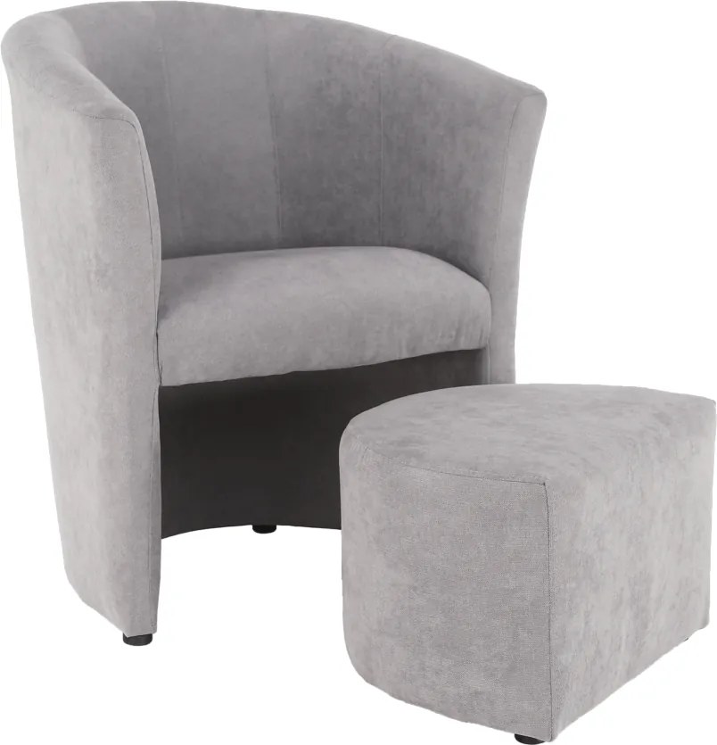 Klub fotel puffal, szürke, ROSE