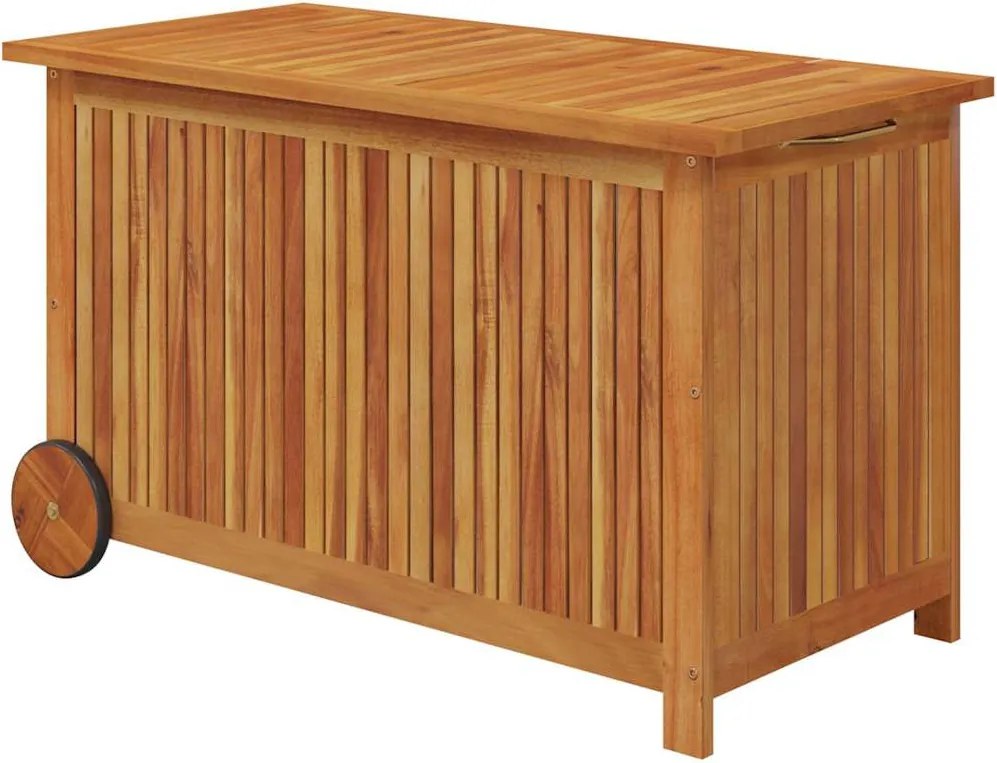 Tömör Akácfa Kerti Tárolóláda Kerekekkel 90 X 50 X 58 Cm