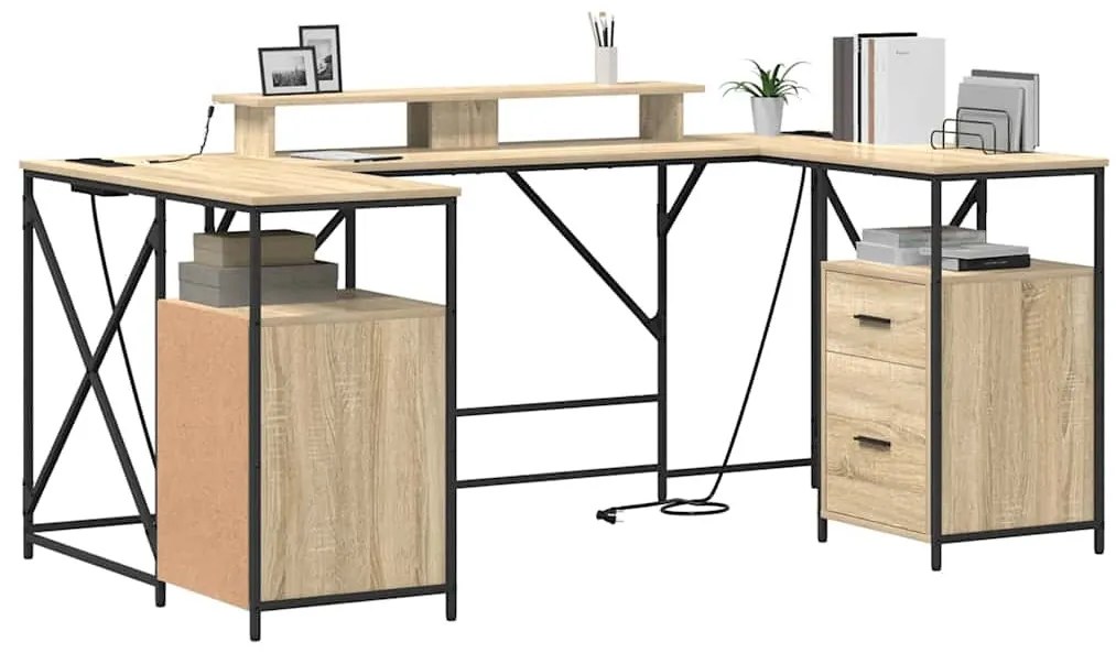Asztal fiókkal sonoma tölgy 182 x 101 x 87.5 cm Faanyag