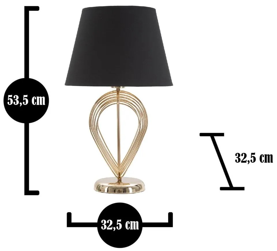 Maxt fekete asztali lámpa, ø 32,5 cm - Mauro Ferretti