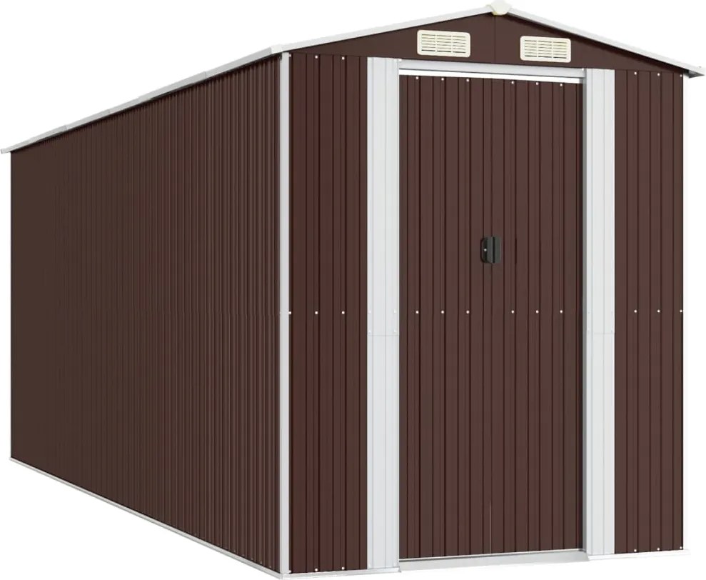 vidaXL sötétbarna horganyzott acél kerti fészer 192 x 523 x 223 cm