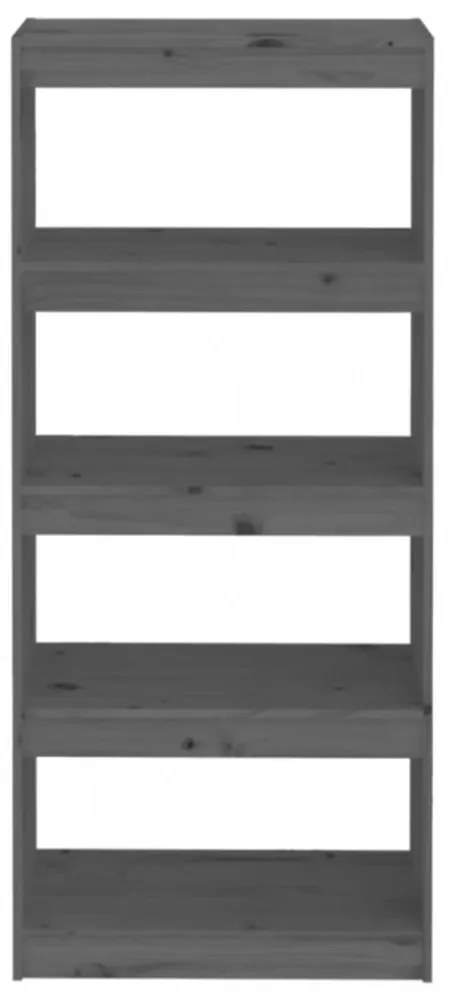 szürke tömör fenyőfa könyvszekrény/térelválasztó 60x30x135,5 cm