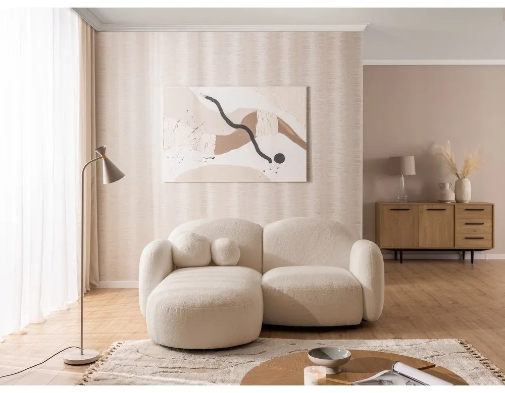 Világosbarna buklé sarokkanapé (bal oldali-heverő résszel) Orbit – Ropez