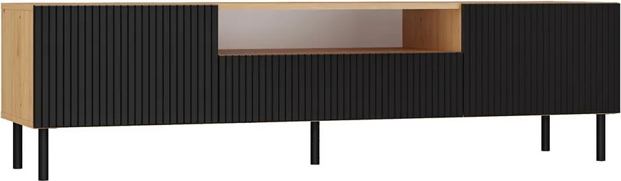 MIX RTV KAMA160 TV állvány (egyenes mintázat), tölgy-fekete